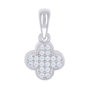 925 Sterling Silver Rnd 0.103ct Moissanite Clover Good Luck Charm Pendant